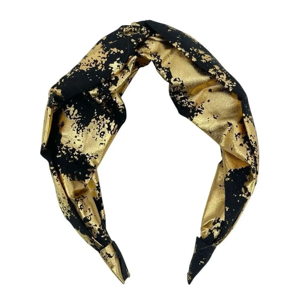 Black Gold Statement Headband Twist Knot Wide Glam Metallic Hair Accessory New